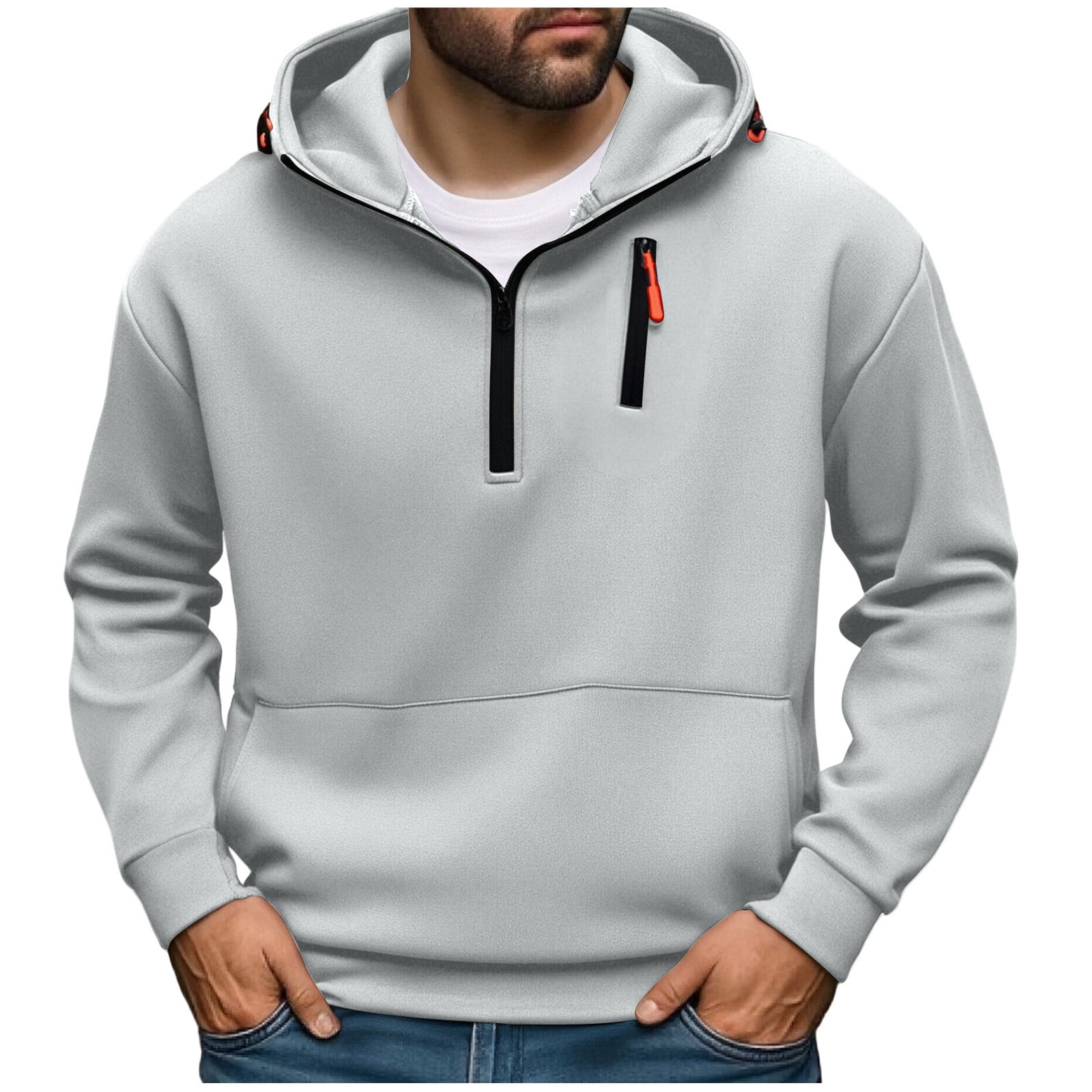 Mens Big & Tall Tops Plus Size Long Sleeve Half Zipper Stand Collared T Shirts Casual Solid Comfort Basic Pullover Work Tshirts Tops Savings M 4x