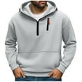 thumbnail image 1 of Dagegui 1/4 Zip Up Hoodies for Men Long Sleeve Hooded Top Fleece Lined Pullover Casual Loose Fit Sweatshirt with Pocket Gray M, 1 of 7