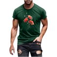 thumbnail image 1 of Dagegui Under $15 Men's Short Sleeve Shirts Trendy Flower Graphic T-Shirts Summer Crewneck Pullover Top Big and Tall Running Athletic Shirt Tees Green M, 1 of 4