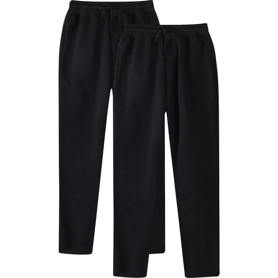 Dagegui 2 Pack Fleece Sweatpants for Men Drawstring Elastic Waist Open Bottom Athletic Pants Lightweight Winter Joggers with Pockets Black XXL