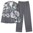 thumbnail image 1 of Dagegui 2 Piece Pajamas Set for Women V Neck Button Sleepwear Floral Print Long Sleeve Shirts and Straight Pants Pjs Set Soft Comfy Loungewear Gray S, 1 of 4