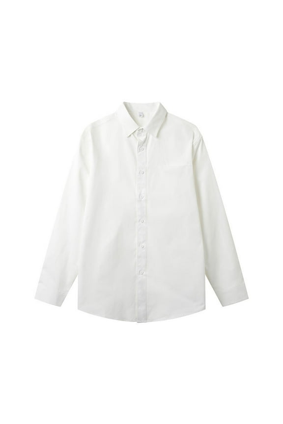 Mens Button Down Shirts Cotton Long Sleeve Lapel Shirt Big and Tall Casual Work Blouses Solid Color Dress Business Tops White,XXXXXL