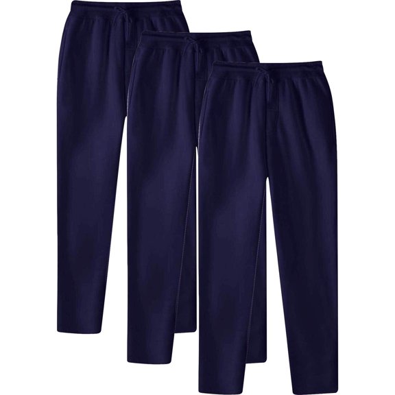 Dagegui 3 Pack Men's Fleece Sweatpants Open Bottom Active Athletic Casual Pants Jogger Running Workout Gym Pants with Pockets Navy M