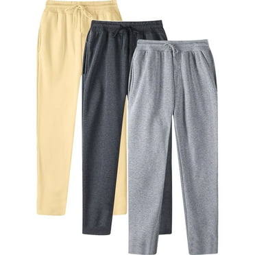 Dagegui 3 Pack Mens Athletic Sweatpants Drawstring Running Jogger Workout Pant Loose Fit Outdoor Active Pants Soft Winter Casual Sweatpant with Pockets Beige S