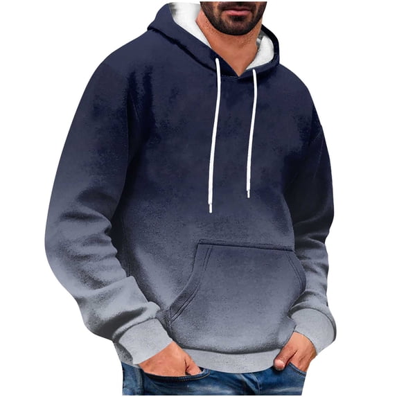 Dagegui Athletic Hoodies for Men Outdoor Running Walking Sweatshirts with Pockets Fleece Drawstring Hooded Sport Shirt Tops Dark Blue XL