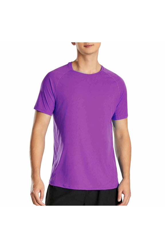 Athletic Shirt for Men Purple Short Sleeve Cooling T-Shirt Quick Dry Running Training Gym Tee Solid Color Breathable Summer Shirts 1X