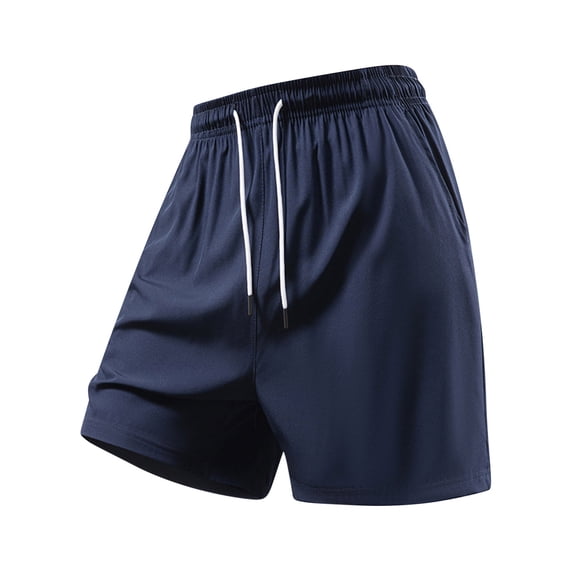 Dagegui Athletic Shorts for Men Summer Elastic Waist Drawstring Short Pants Lightweight Running Workout Gym Shorts Activewear Dark Blue M