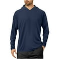 thumbnail image 1 of Dagegui Athletic T-Shirts for Men Quick Dry Long Sleeve Hoodies Sun Protection Pullover Lightweight Hiking Running Workout Outdoor Tee Tops Navy L, 1 of 6