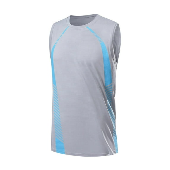 Dagegui Athletic Tank Tops for Men Ice Silk Cooling Sleeveless Shirts Big and Tall Muscle Tee Gym Running Workout Tanks Gray,L