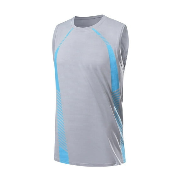 Dagegui Athletic Tank Tops for Men Ice Silk Cooling Sleeveless Shirts Big and Tall Muscle Tee Gym Running Workout Tanks Gray,XL