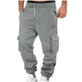 thumbnail image 1 of Dagegui Baggy Cargo Sweatpants for Men Fleece Lined Elastic Waist Straight Leg Pants Drawstring Joggers Sweatpant with Pockets Gray S, 1 of 6