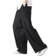 thumbnail image 1 of Dagegui Baggy Pants for Men Cotton Linen Wide Leg Trousers Casual Loose Fit Daily Pant Summer Lightweight Beach Slacks Black M, 1 of 5