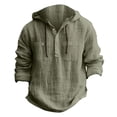 thumbnail image 1 of Dagegui Beach Hoodies for Men Cotton Linen Long Sleeve Hooded Shirt Casual Outdoor Vacation Travel Pullover Top Army Green XXXL, 1 of 2
