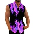 thumbnail image 1 of Dagegui Big and Tall Tank Tops for Men Novelty 3D Flame Print Sleeveless Workout Muscle T-Shirts Summer Button Down Lapel Shirts Purple 3XL, 1 of 4
