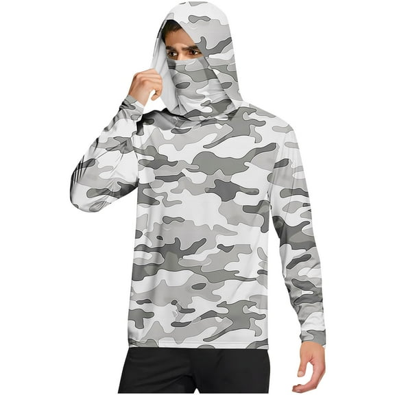 Dagegui Breathable UV Protection Hoodie Men's Long Sleeve Sun Shirt UPF 50  Fishing T-Shirt Quick Dry Running Workout Gym Tee Tops Gray M