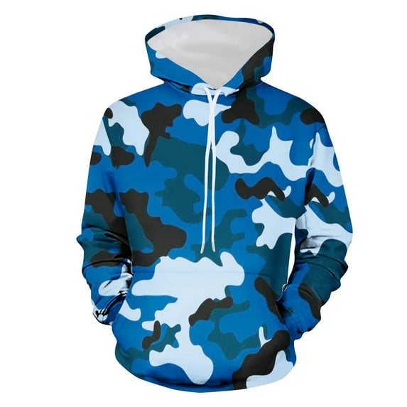 Dagegui Camo Hoodies for Men Fashion Winter Hooded Sweatshirts Big and Tall Outdoor Workout Sweatshirt Casual Camp Hiking Clothes Tops Dark Blue XL