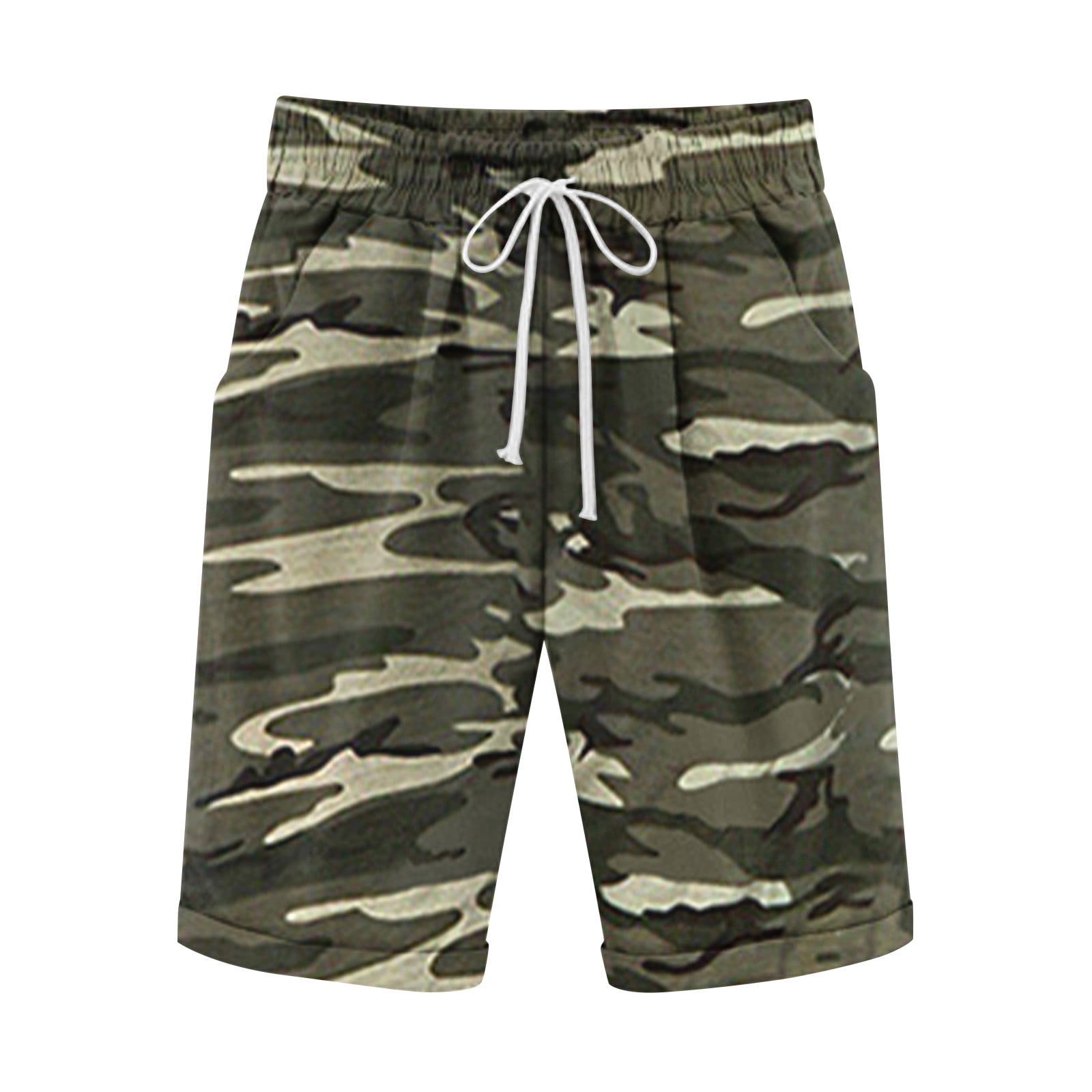 Dagegui Camo Shorts for Men Casual Linen Beach Shorts Drawstring ...