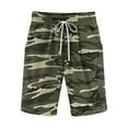 thumbnail image 1 of Dagegui Camo Shorts for Men Casual Linen Beach Shorts Drawstring Elastic Waist Camouflage Shorts with Pockets Big and Tall Vacation Travel Shorts Army Green L, 1 of 3