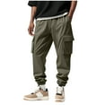 thumbnail image 1 of Dagegui Cargo Pants for Men Casual Elastic Waist Drawstring Joggers Lightweight Hiking Athletic Pant with Multi Pockets Army Green L, 1 of 9