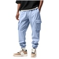 thumbnail image 1 of Dagegui Cargo Pants for Men Casual Elastic Waist Drawstring Joggers Lightweight Hiking Athletic Pant with Multi Pockets Light Blue S, 1 of 9