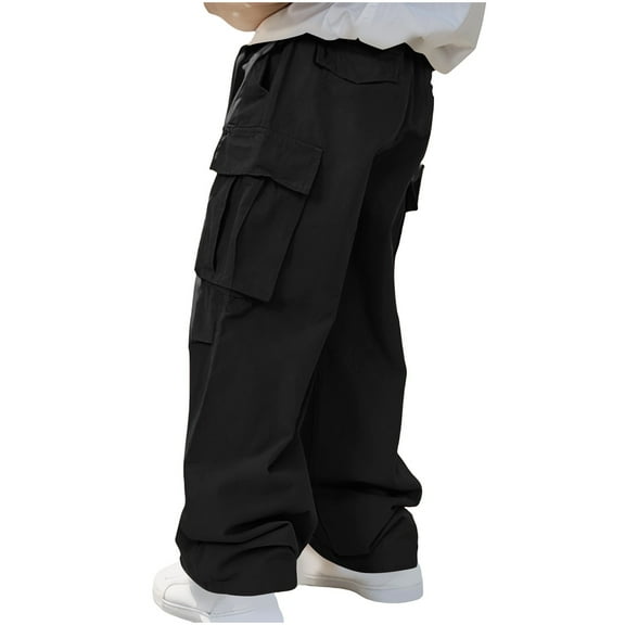 Dagegui Cargo Pants for Men Lightweight Drawstring Elastic Waist Work Pant Multi Pockets Outdoor Hiking Travel Pants Black M