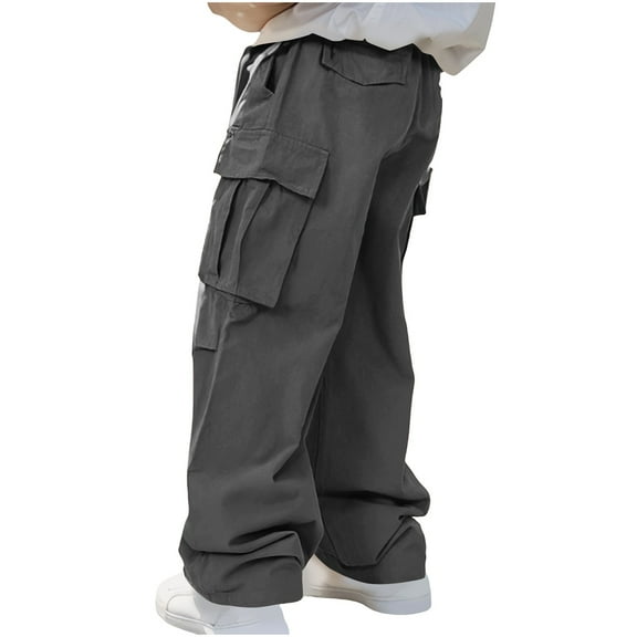 Dagegui Cargo Pants for Men Lightweight Drawstring Elastic Waist Work Pant Multi Pockets Outdoor Hiking Travel Pants Dark Gray L