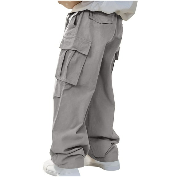 Dagegui Cargo Pants for Men Lightweight Drawstring Elastic Waist Work Pant Multi Pockets Outdoor Hiking Travel Pants Gray XL