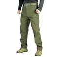 thumbnail image 1 of Dagegui Cargo Pants for Men Solid Multi Pockets Fleeceed Pants Winter Outdoor Work Fitness Long Pants Warm Snow Ski Fleece Lined Pants, 1 of 3