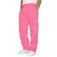 thumbnail image 1 of Dagegui Cargo Sweatpants for Men Fleece Straight Leg Joggers Baggy Drawstring Elastic Waist Athletic Pants with Flap Pockets Pink XXXXXL, 1 of 5