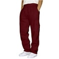 thumbnail image 1 of Dagegui Cargo Sweatpants for Men Fleece Straight Leg Joggers Baggy Drawstring Elastic Waist Athletic Pants with Flap Pockets Red M, 1 of 5