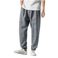 thumbnail image 1 of Dagegui Casual Pants for Men Cotton Linen Stretch Waist Harem Pant Loose Fit Elastic Bottom Jogger Trousers with Drawstring & Pockets Time Limited Offer Gray M, 1 of 3