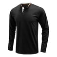 thumbnail image 1 of Dagegui Men's Henley Shirts Cotton Long Sleeve Buttons T-Shirts Patchwork Crewneck Pullover Shirt Casual Loose Fit Work Tees Tops Black,S, 1 of 6