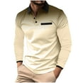 thumbnail image 1 of Dagegui Mens Long Sleeve Golf Shirts Trendy Print Lapel Buttons Pullover Shirts Lightweight Breathable Athletic Shirt Casual Business Dress Tees Tops Gold,XXL, 1 of 2