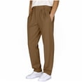 thumbnail image 1 of Dagegui Cotton Linen Pants for Men Pleated Zip Front Dress Pant Lightweight Breathable Work Trouser with Pockets Coffee XXXL, 1 of 6
