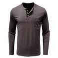 thumbnail image 1 of Dagegui Cotton Long Sleeve Henley Shirts for Men Dressy Work Tops Solid Crewneck Button Up Pullover Pocket Tee Coffee M, 1 of 6