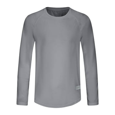 Dagegui Today Sales! Mens Fishing Shirts Long Sleeve Sun Protection Pullover Shirt Big and Tall Crewneck T-Shirts Tops Lightweight Breathable Running Athletic Tees Gray,M