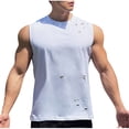 thumbnail image 1 of Dagegui Distressed Tank Tops for Men Summer Crewneck Sleeveless T Shirts with Hole Cotton Running Athletic Tanks Casual Loose Fit Tees White XL, 1 of 9