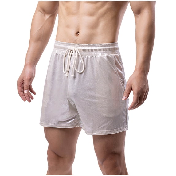 Dagegui Drawstring Elastic Waist Shorts for Men Casual Trendy Holiday Party Short Pants Summer Short Pants with Pockets Beige XXL