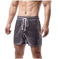 thumbnail image 1 of Dagegui Drawstring Elastic Waist Shorts for Men Casual Trendy Holiday Party Short Pants Summer Short Pants with Pockets Silver L, 1 of 6