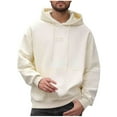 thumbnail image 1 of Dagegui Everyday Hoodies for Men Casual Pullover Tops Solid Long Sleeve Hooded Sweatshirts with Pocket Beige XXL, 1 of 7