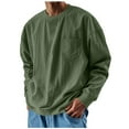 thumbnail image 1 of Dagegui Fall Sweatshirt for Men Solid Crew Neck Long Sleeve Shirt Casual Loose Fit Pullover Top with Chest Pocket Army Green S, 1 of 5