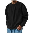 thumbnail image 1 of Dagegui Fall Sweatshirt for Men Solid Crew Neck Long Sleeve Shirt Casual Loose Fit Pullover Top with Chest Pocket Black S, 1 of 5
