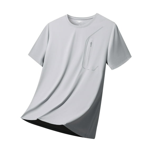 Dagegui Fitness Training T-Shirt for Men Quick Dry Running Workout Tee Summer Round Neck Short Sleeve Gym Tshirt Gray Tops 3X