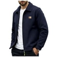thumbnail image 1 of Dagegui Fleece Lined Jacket for Men Long Sleeve Turndown Collar Workwear Jackets Fall Winter Warm Business Coats Navy S, 1 of 7