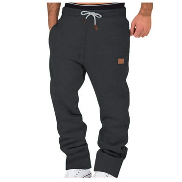 Dagegui Fleece Sweatpants for Men Warm Winter Jogger Pants Big and Tall Running Athletic Pant Open Bottom Drawstring Sweatpant with Pockets on Clearance Dark Gray M
