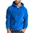thumbnail image 1 of Dagegui Fleece Sweatshirts for Men Quarter Zip Hoodies with Kangaroo Pocket Solid Hooded Long Sleeve Soft Cozy Pullover Tops Blue M, 1 of 8