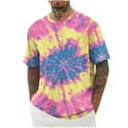 thumbnail image 1 of Dagegui Funny Tie Dye Print T-Shirt for Men Big and Tall Hawaiian Vacation Shirts Casual Crewneck Short Sleeve Tees Mens Colorful T Shirt Time Limited Offer Pink,M, 1 of 5