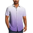 thumbnail image 1 of Dagegui Hawaiian Short Sleeve Shirts for Men Big and Tall Summer Tees Casual Button Down Shirts with Pocket Gradient Color Vacation Travel T-Shirt Tops on Sale Purple,S, 1 of 6