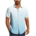 thumbnail image 1 of Dagegui Hawaiian Short Sleeve Shirts for Men Big and Tall Summer Tees Casual Button Down Shirts with Pocket Gradient Color Vacation Travel T-Shirt Tops on Sale Sky Blue,M, 1 of 6