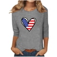 thumbnail image 1 of Dagegui Heart Flag Graphic Tshirts for Women 4th of July Independence Trendy Shirts 3/4 Sleeve Patriotic Tee Tops Casual Outdoor Loose Fit Breathable T-Shirts, 1 of 4